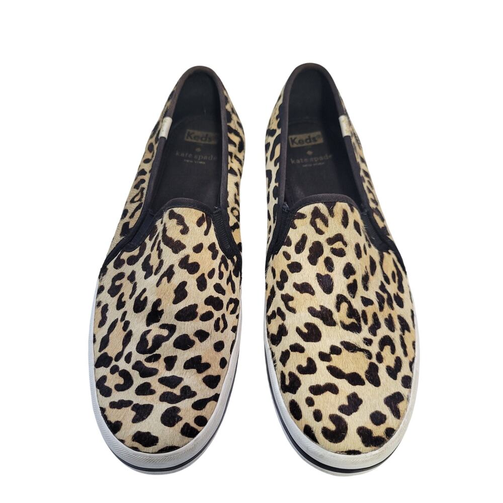 Keds Collaboration With Kate Spade Tan Leopard Print Calf Hair Shoes Size 11